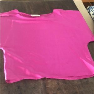 Ramy Brooke hot pink long sleeve silk blouse